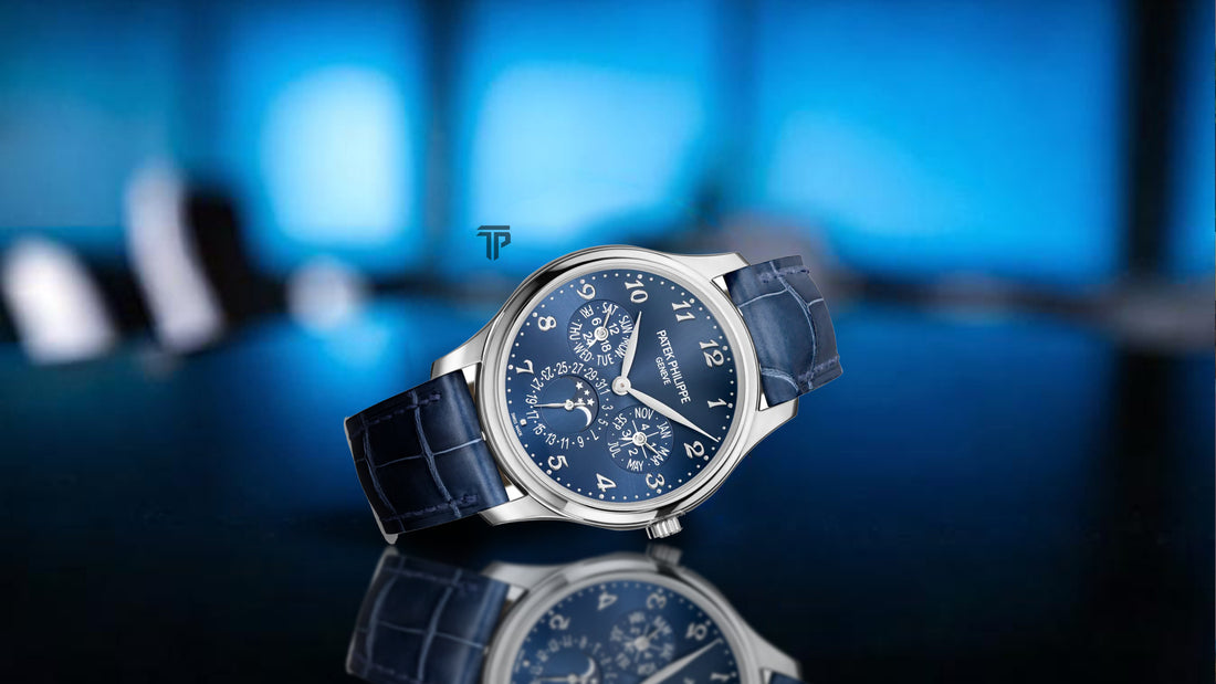 Patek Philippe watches for sale with Bitcoin displayed elegantly, showcasing timeless luxury and modern cryptocurrency payment options.