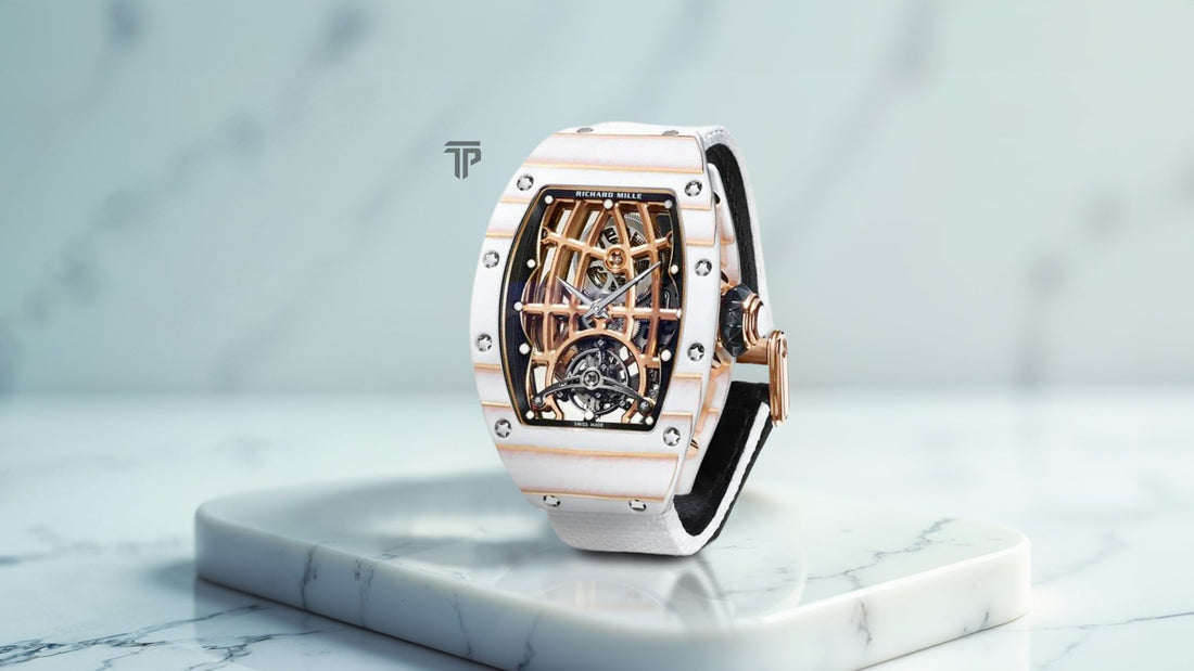 The RM 74-02 in Gold Quartz TPT and Red Gold luxury tourbillon watch with a high-tech case and precision automatic movement.