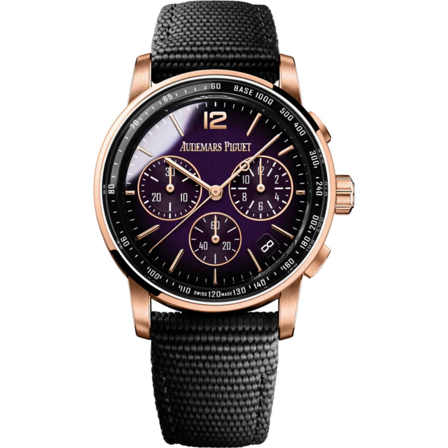 Code 11.59 by Audemars Piguet 41mm Black Rubber Strap Smoked Lacquered Purple Dial 18-carat Pink Gold Case