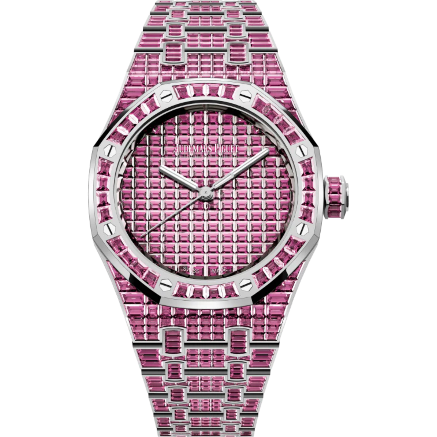 Royal Oak Selfwinding Pink Tourmaline 50th Anniversary 37MM 18-Carat White Gold Bracelet 18-Carat White Gold Dial 18-Carat White Gold Case Set With Baguette-Cut Pink Tourmalines