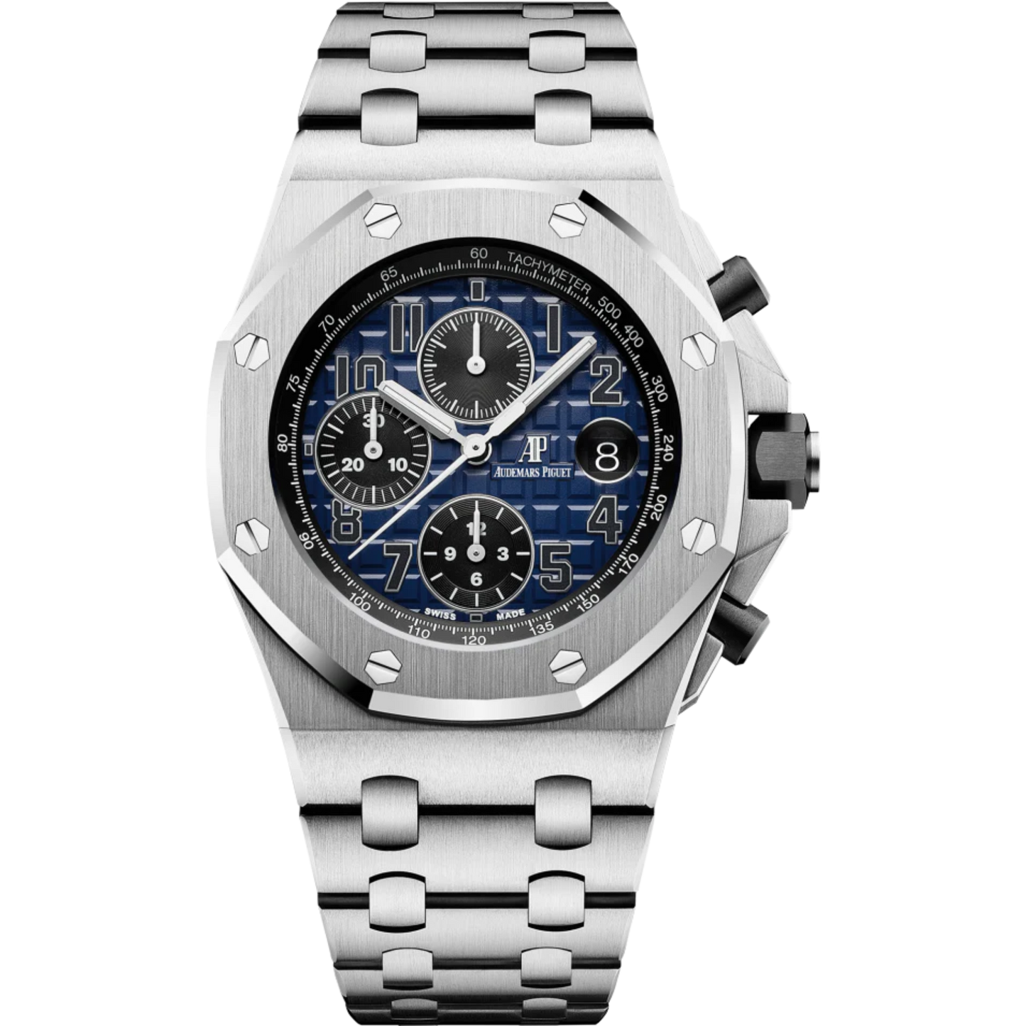 Royal Oak Offshore Chronograph 42MM 950 Platinum Bracelet Smoked Blue Dial With Méga Tapisserie Pattern 950 Platinum Case