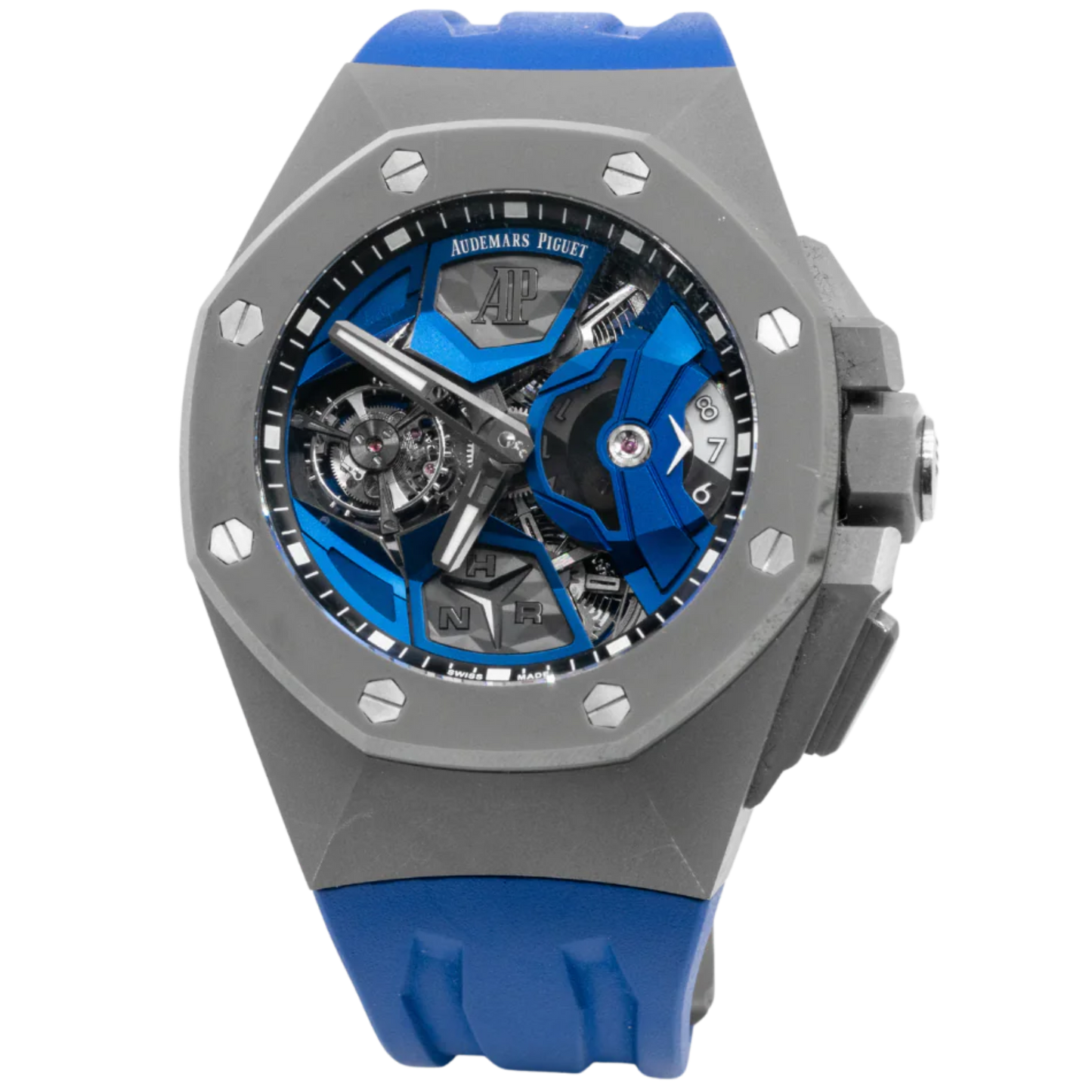 Royal Oak Concept 44mm Flying Tourbillon GMT and Audemars Piguet with Blue Rubber Strap Titanium Case