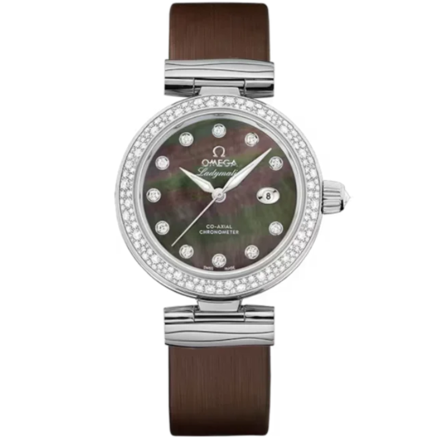 DE VILLE LADYMATIC 34 MM STAINLESS STEEL WITH BLACK MOTHER OF PEARL DIAL