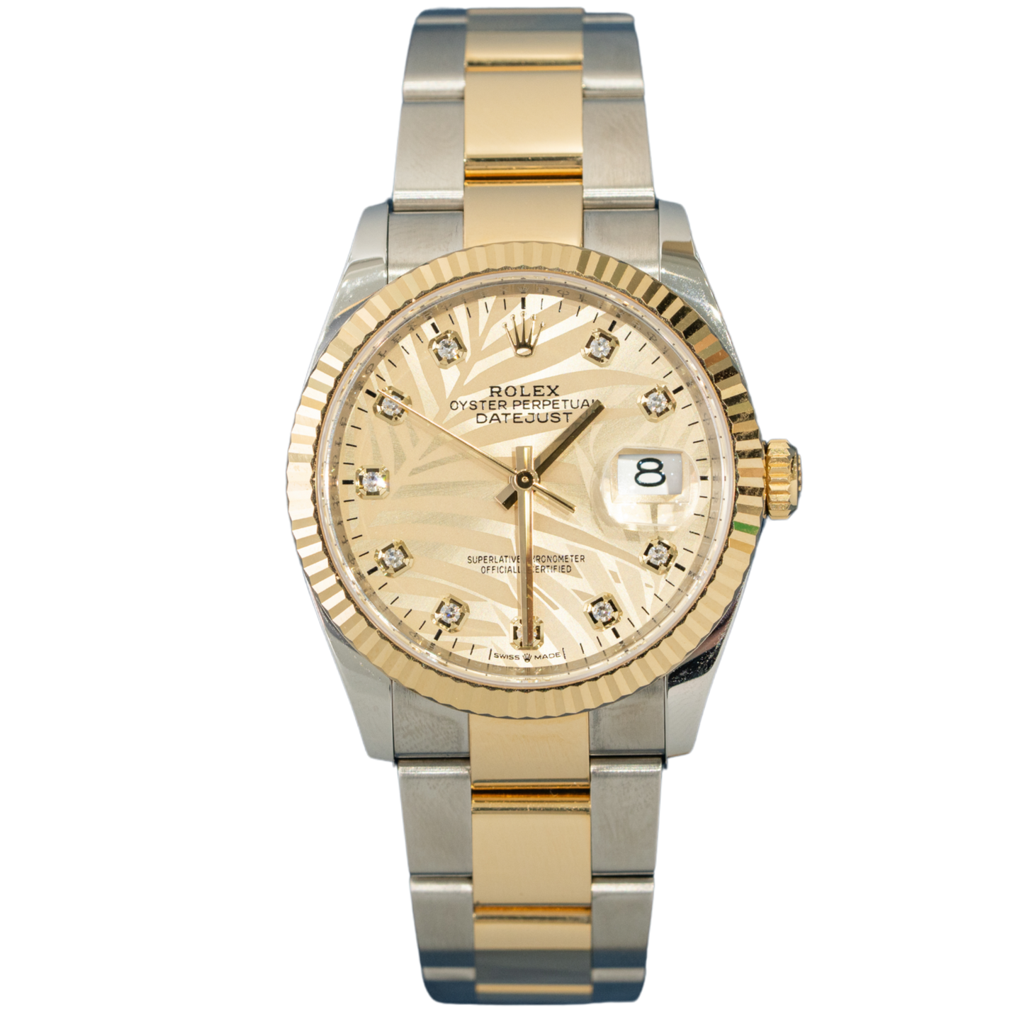 Rolex Datejust Ref. 126233 36mm Two Tone SS/YG on oyster Palm Motif