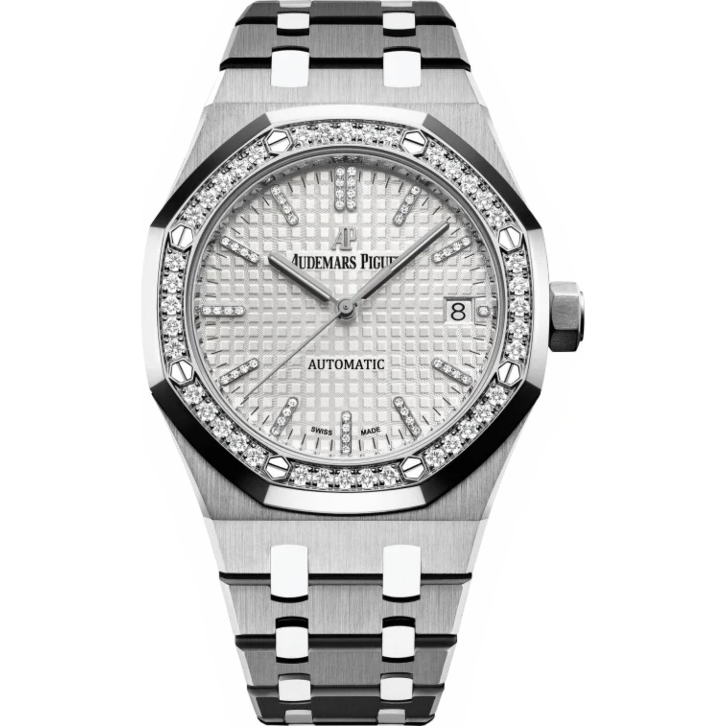 Royal Oak Selfwinding Qeii Cup 2017 37MM Titanium Bracelet Rhodium-Toned Dial With Grande Tapisserie Pattern Titanium Case Diamond-Set Polished 950 Platinum Bezel