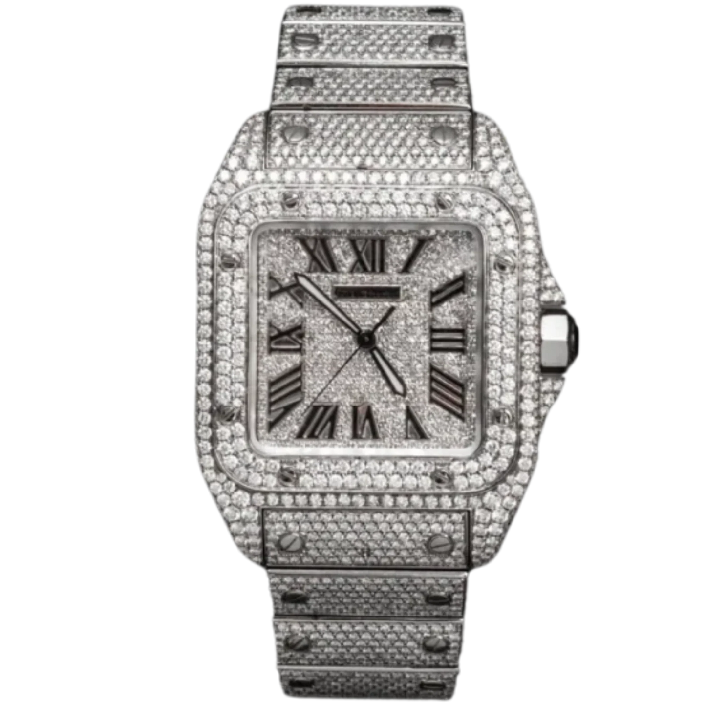 Cartier Steel Santos Bussdown (Dial Too) XL With Black Roman Numerals