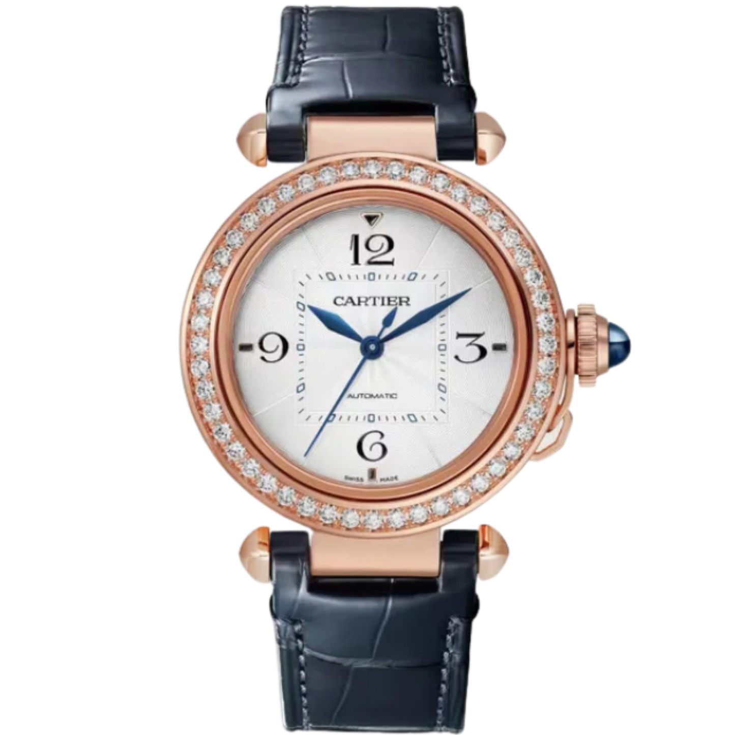 PASHA DE CARTIER 35 MM 18K ROSE GOLD WITH SILVER FLINQUE DIAL