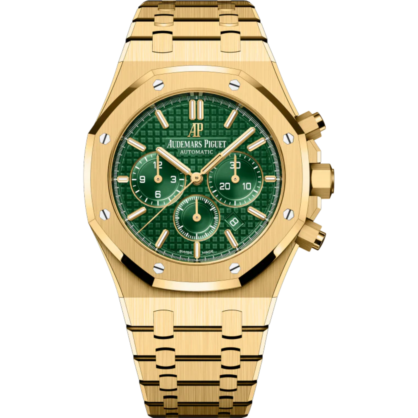 Royal Oak Selfwinding Chronograph 41MM Yellow Gold Bracelet Green Dial With Grande Tapisserie Pattern Yellow Gold Case