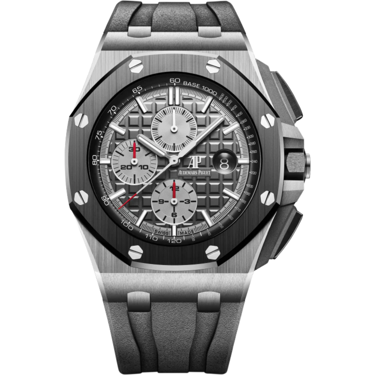 Royal Oak Offshore Chronograph 44MM Black Rubber Strap Slate-Grey Dial With Méga Tapisserie Pattern Titanium Case