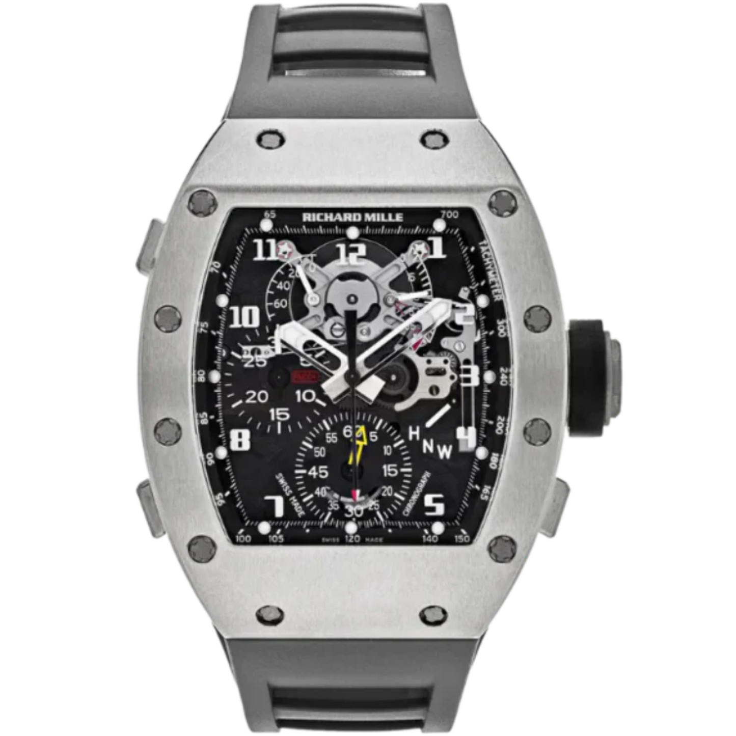 RM 004-V1 White Gold Split Second Chronograph Grey Rubber Strap White Gold Case