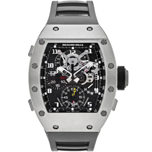 RM 004-V1 White Gold Split Second Chronograph Grey Rubber Strap White Gold Case