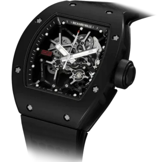 RM 035 Rafael Nadal Manual Winding Black Rubber Strap Skeleton Dial