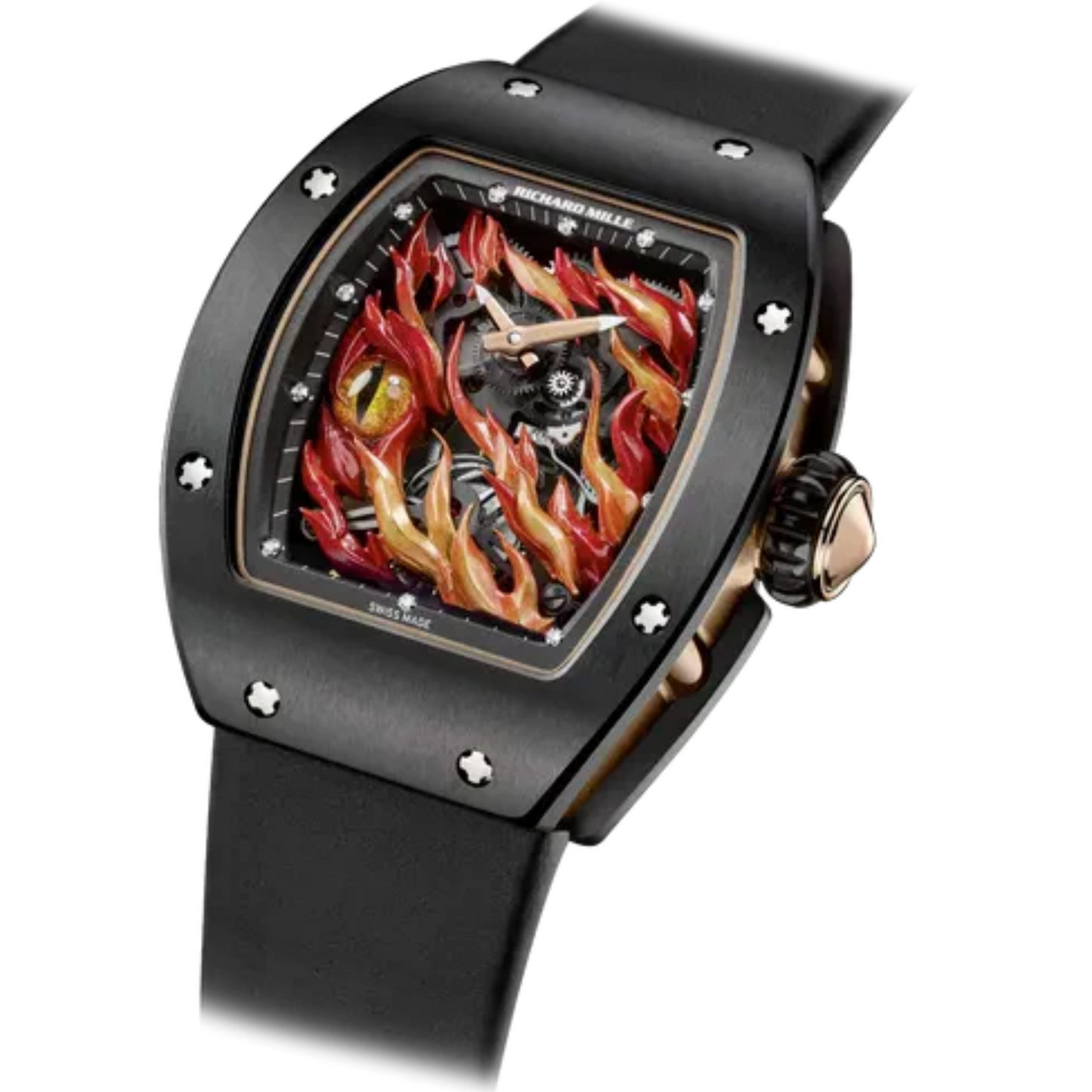 RM 26-02 Tourbillon Evil Eyeblack Leather Strap 3N Red Gold the Flames and Eye Dial  Black TZP Ceramic Case
