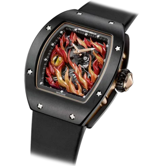RM 26-02 Tourbillon Evil Eyeblack Leather Strap 3N Red Gold the Flames and Eye Dial  Black TZP Ceramic Case