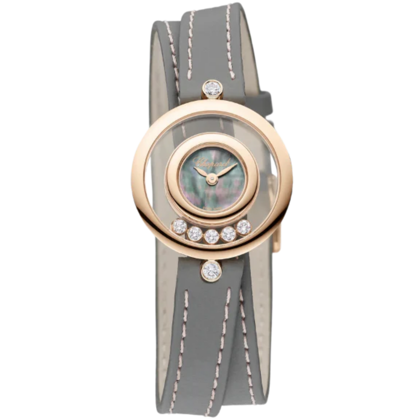 HAPPY DIAMONDS ICONS 26 MM ETHICAL ROSE GOLD WITH GREEN MOTHER OF PEARL DIAL
