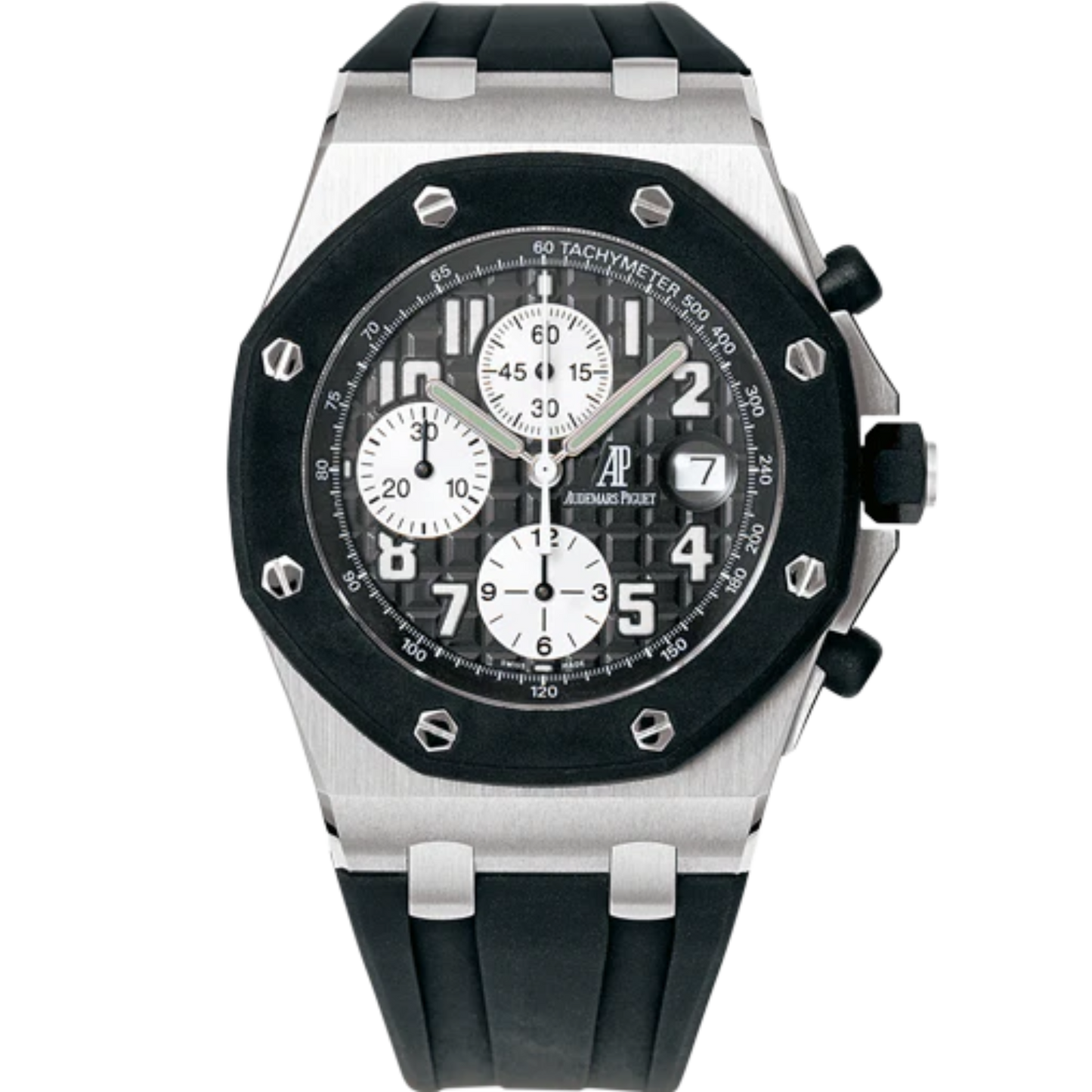 Royal Oak Offshore Diver 42MM Black Rubber Strap Silvered Dial With Méga Tapisserie Pattern Stainless Steel Case