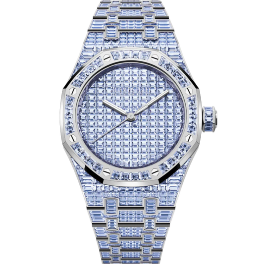 Royal Oak Selfwinding Tanzanite 50th Anniversary 37MM 18-Carat White Gold Bracelet 18-Carat White Gold Dial 18-Carat White Gold Case Set With Baguette-Cut Tanzanites