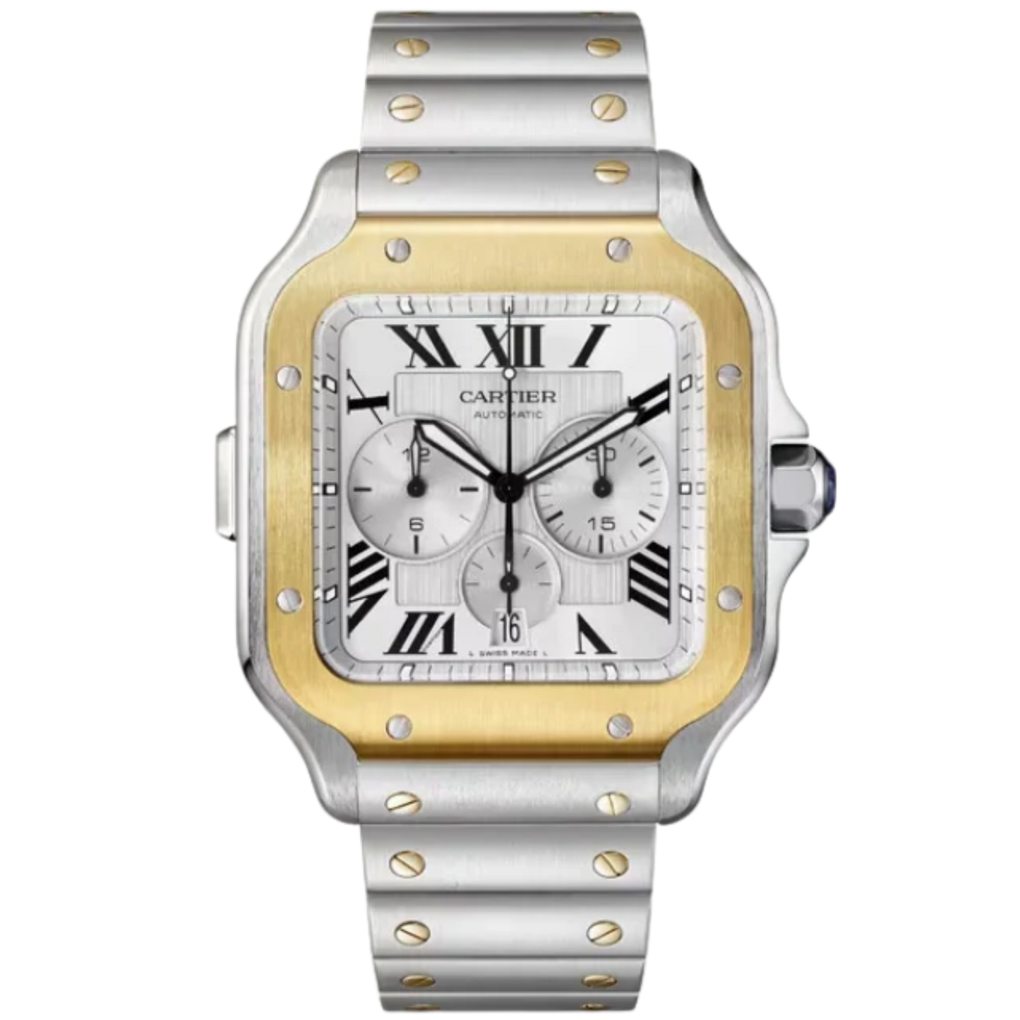 SANTOS 45 MM DE CARTIER CHRONOGRAPH SILVER STAINLESS STEEL & YELLOW GOLD