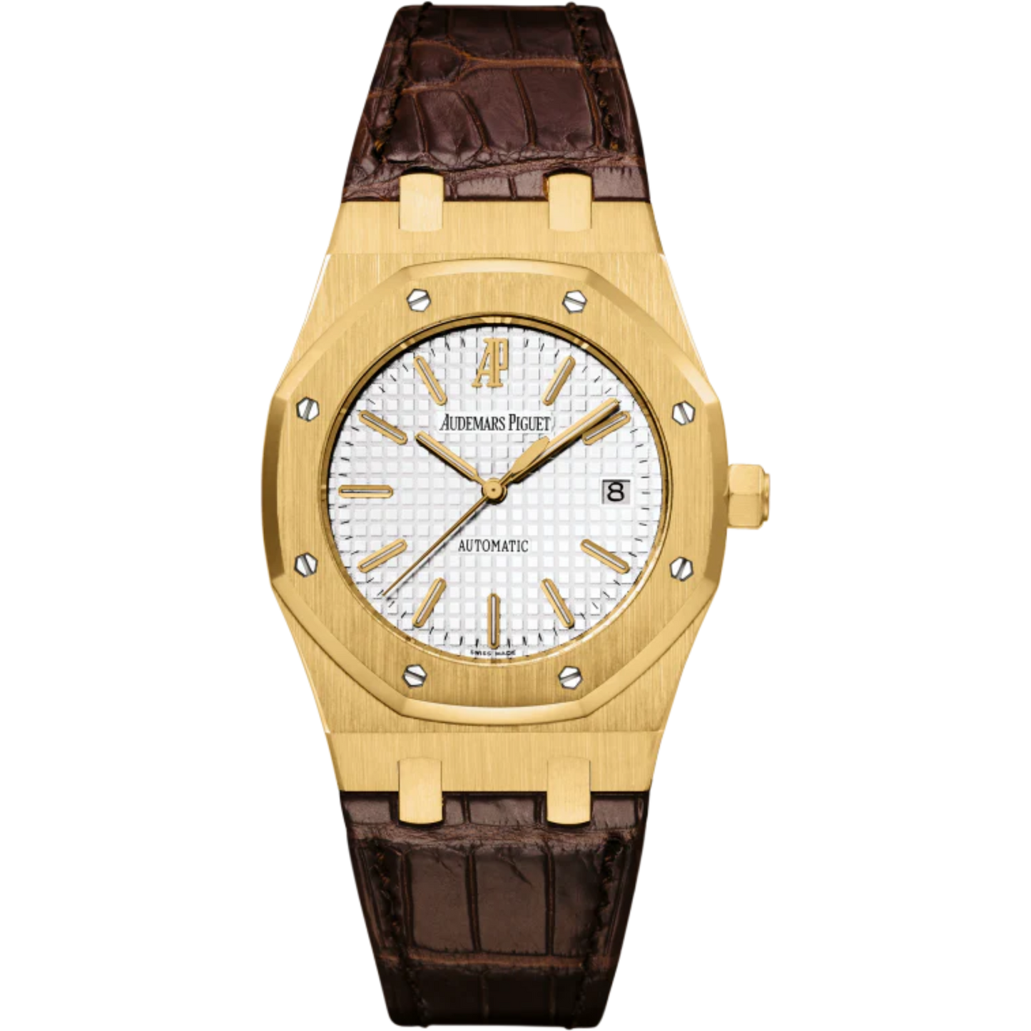 Royal Oak Selfwinding 39MM Brown Crocodile Strap Silvered Dial 18-Carat Yellow Gold Case