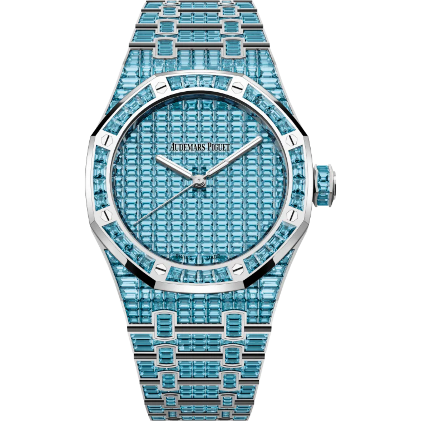 Royal Oak Selfwinding Blue Topaz 50th Anniversary 41MM 18-Carat White Gold Bracelet Set 18-Carat White Gold Dial Set 18-Carat White Gold Case Set With Baguette-Cut Blue Topaz