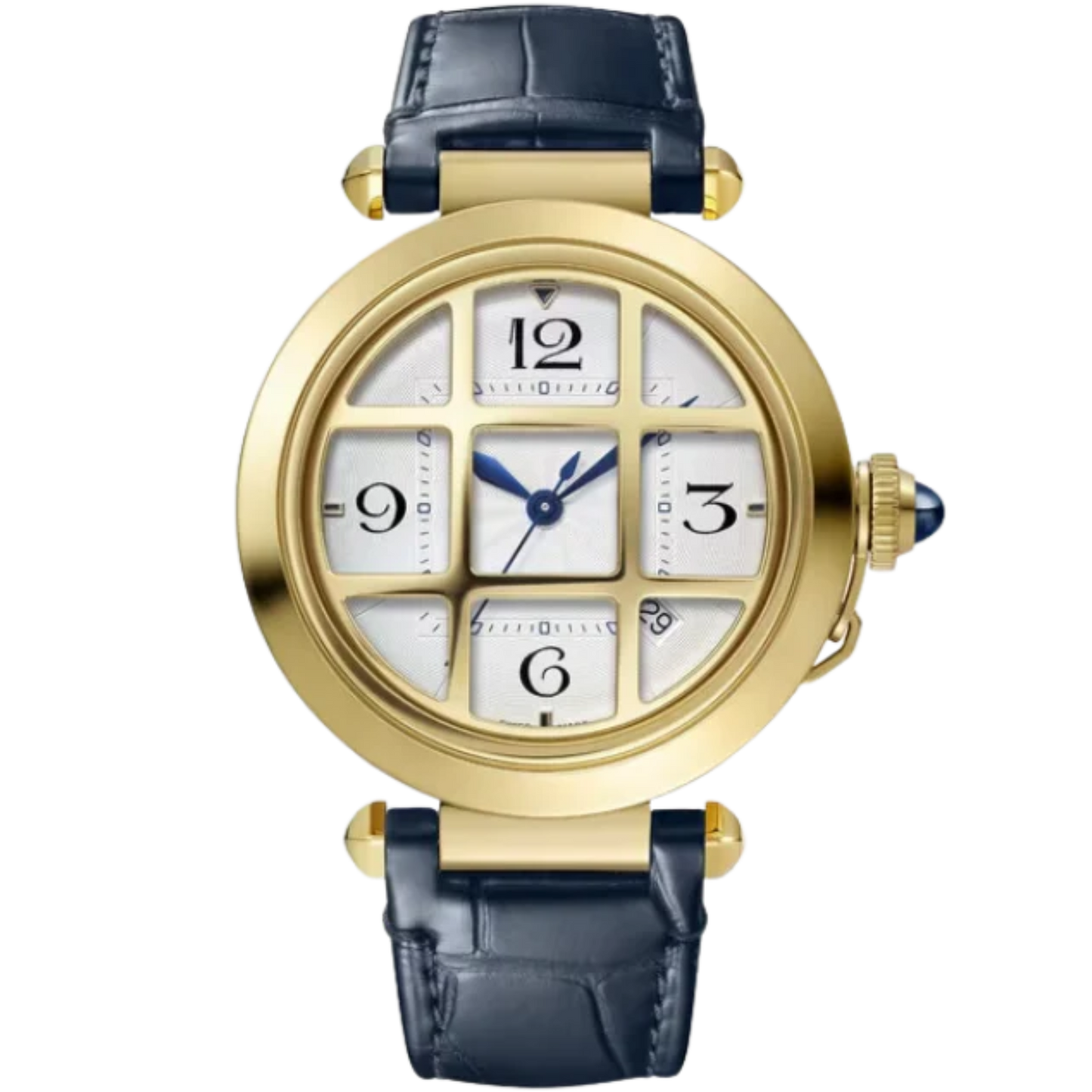 PASHA DE CARTIER 41 MM YELLOW GOLD WITH REMOVABLE GRID AND SILVER FLINQUE DIAL