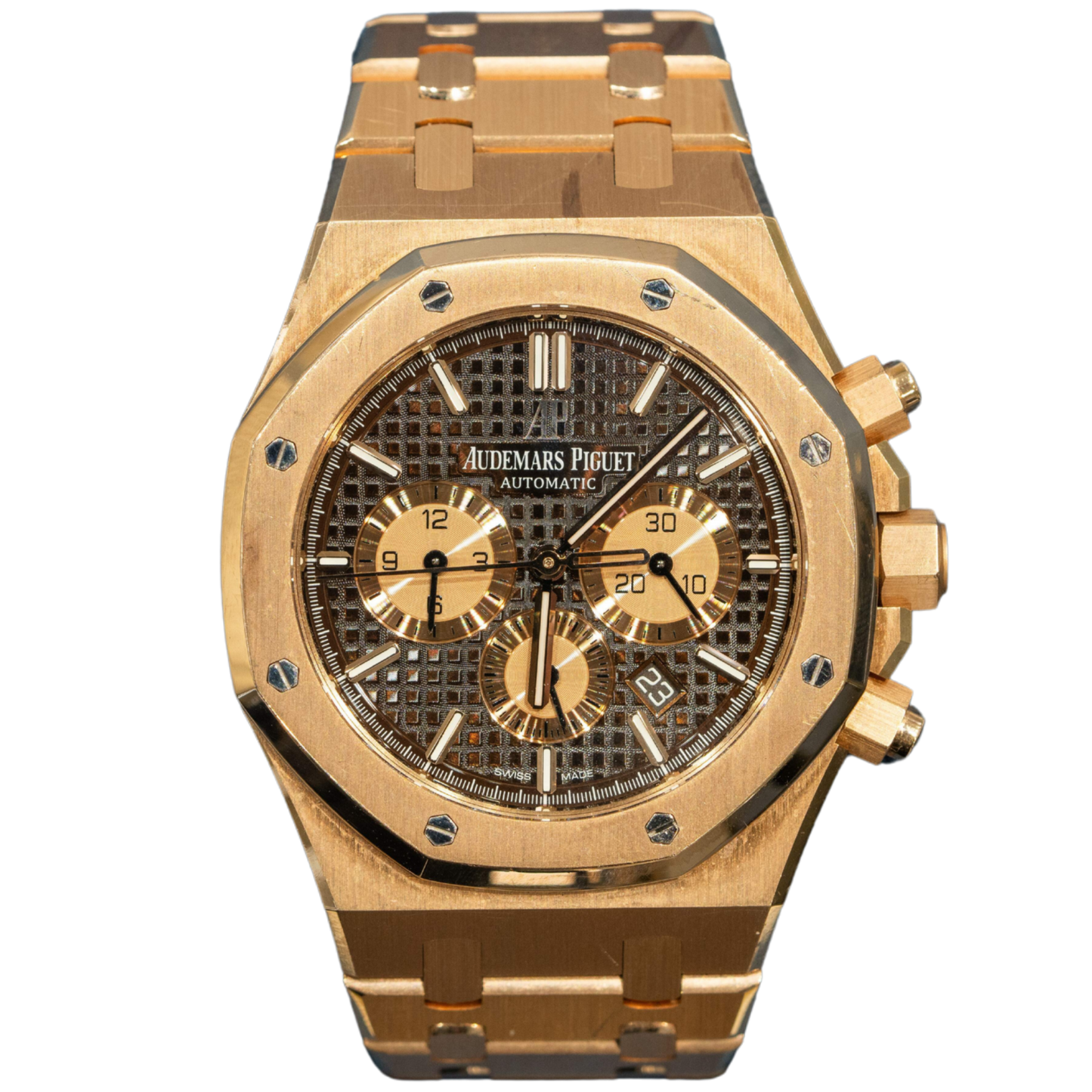 Audemars Piguet Royal Oak Ref. 26331OR.OO.D821CR.01 Rose Gold Chronograph Chocolate Dial (CONVERTED to Full Bracelet)