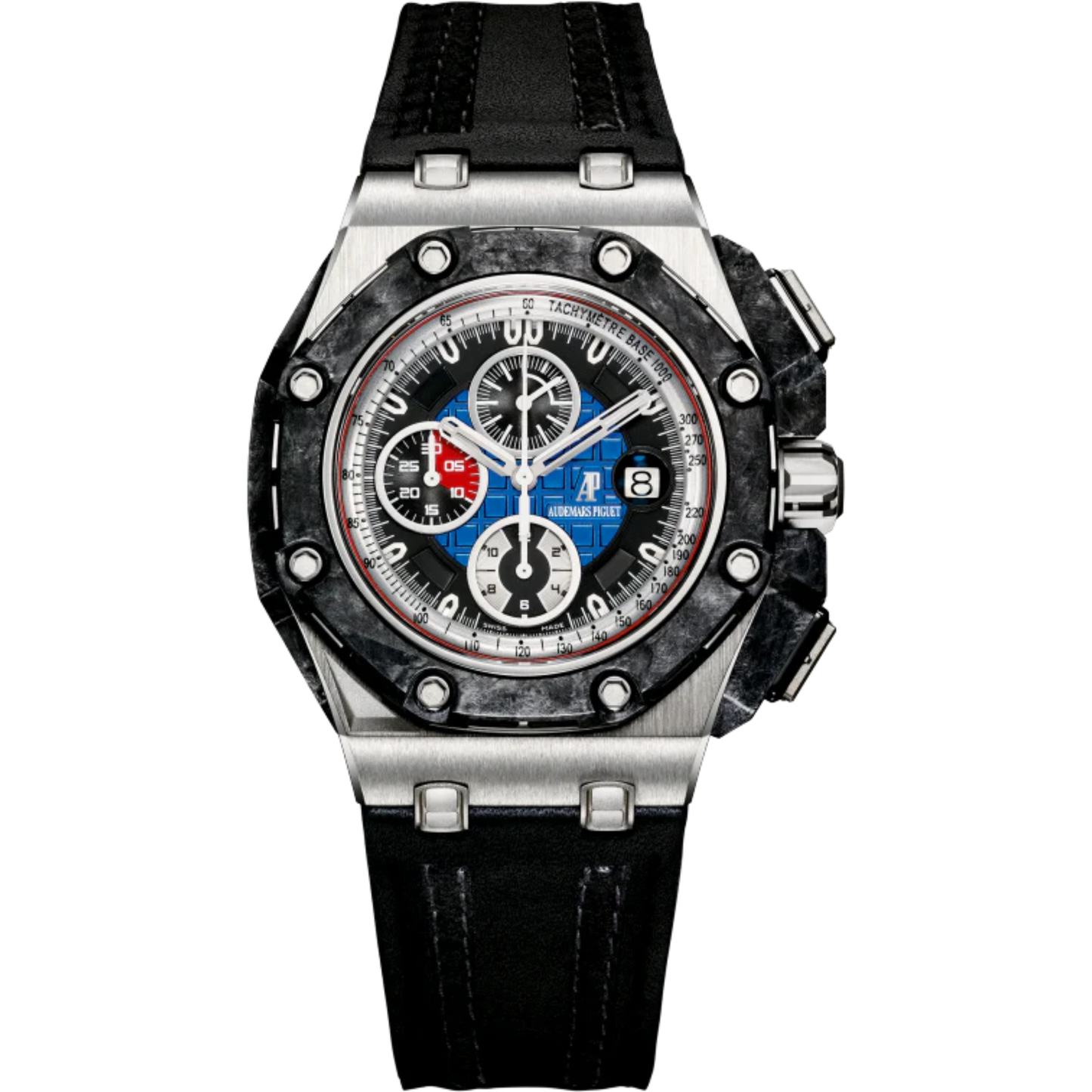 Royal Oak Offshore Grand Prix Chronograph 44MM Black Leather Strap Blue and Black Dial With Méga Tapisserie Pattern 950 Platinum Case