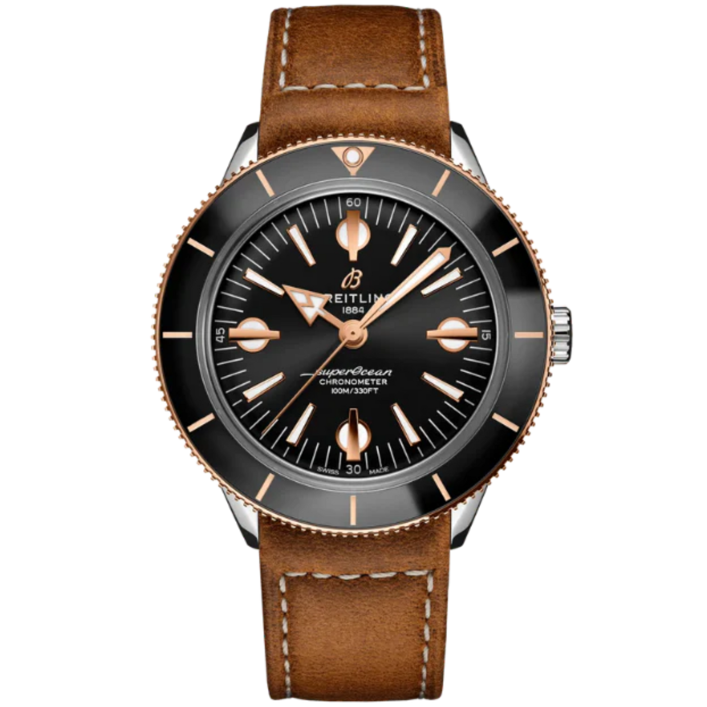 SUPEROCEAN HERITAGE '57 42 MM STAINLESS STEEL & 18K ROSE GOLD WITH BLACK DIAL