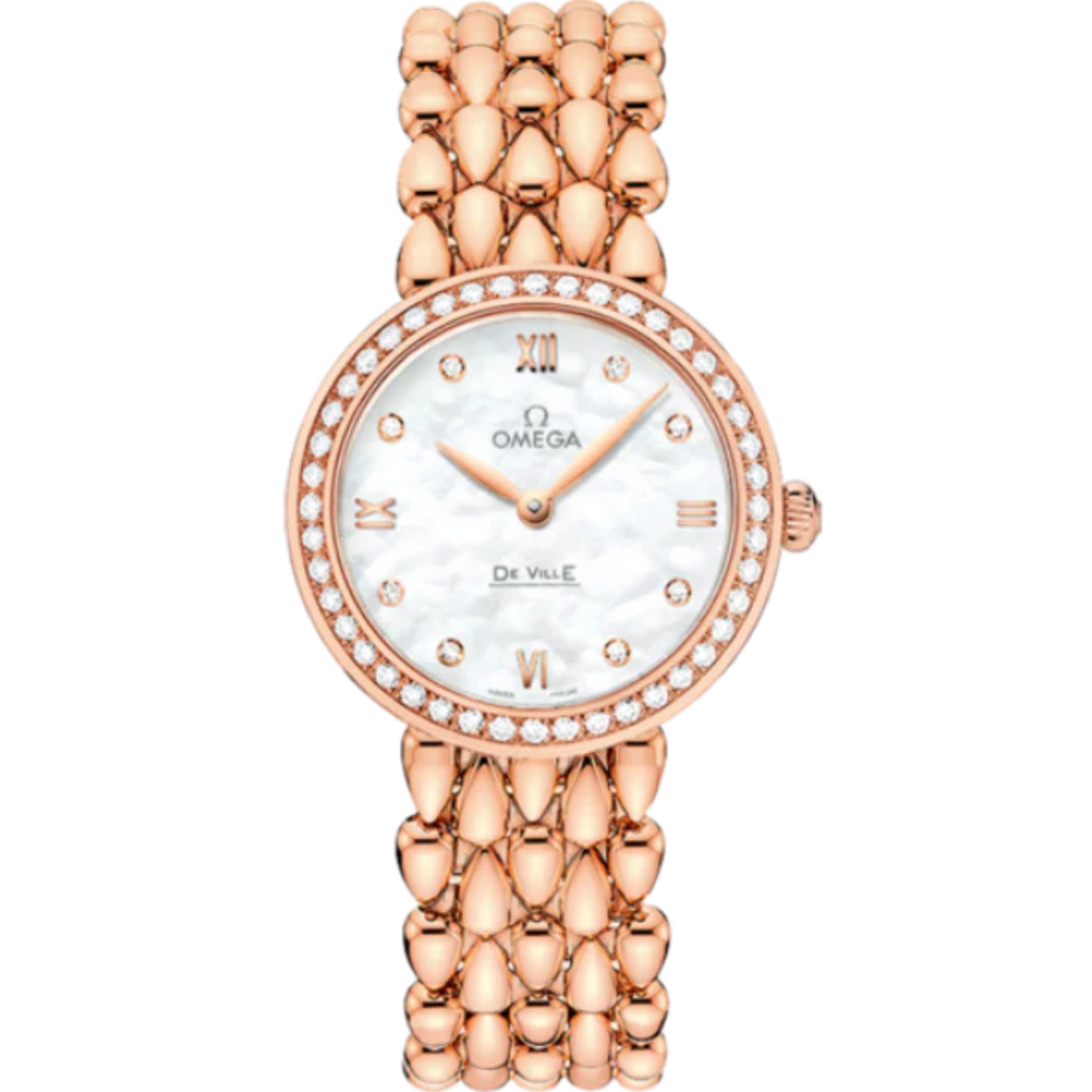 DE VILLE PRESTIGE DEWDROP 27 MM RED GOLD WITH MOTHER OF PEARL DIAL