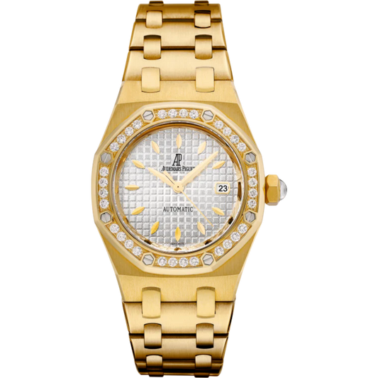 Royal Oak Selfwinding 33MM 18-Carat Yellow Gold Bracelet Silver-Toned Dial With Grande Tapisserie Pattern 18-Carat Yellow Gold Case Bezel Set With Brilliant-Cut Diamonds