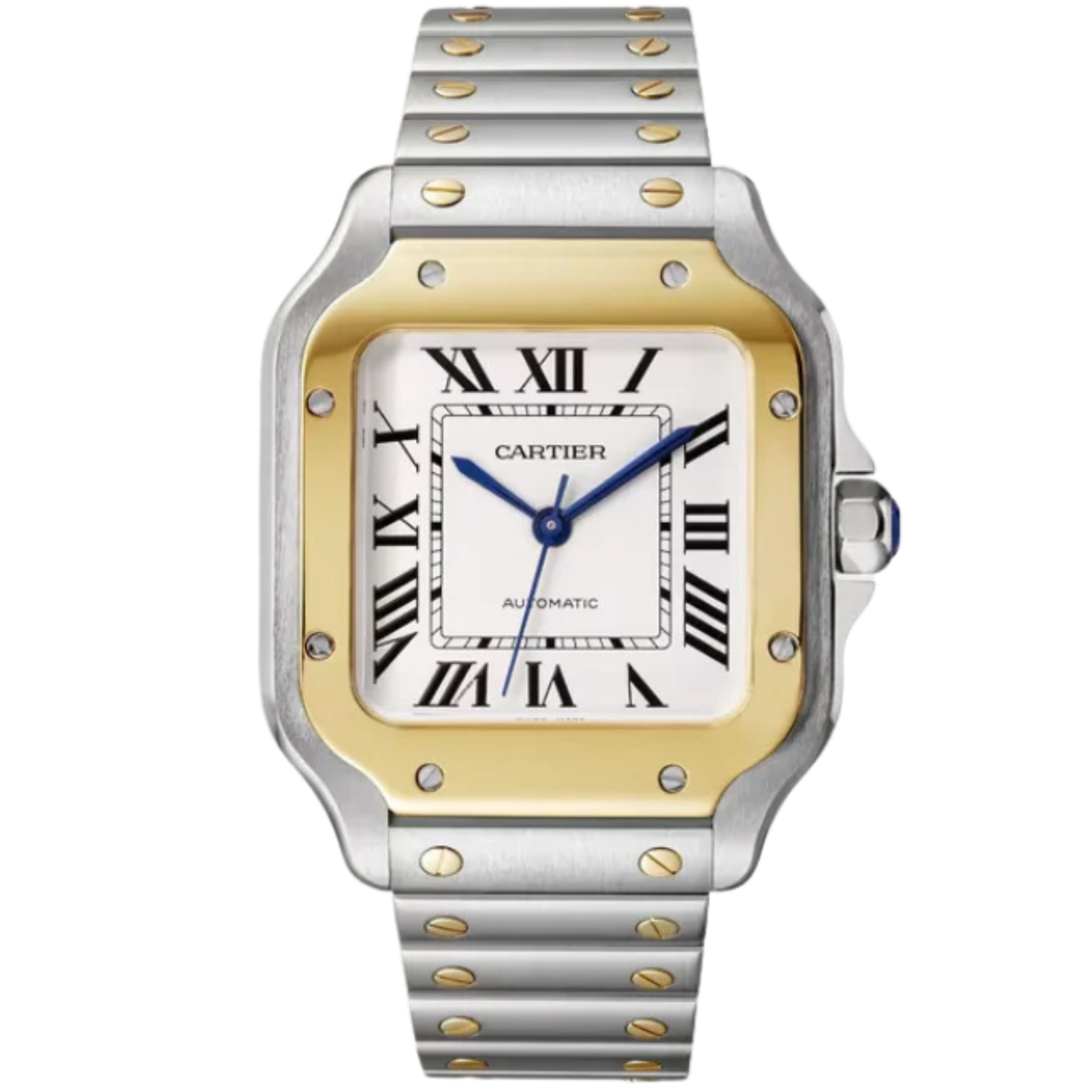 SANTOS 35 MM DE CARTIER SILVER STAINLESS STEEL & 18K YELLOW GOLD