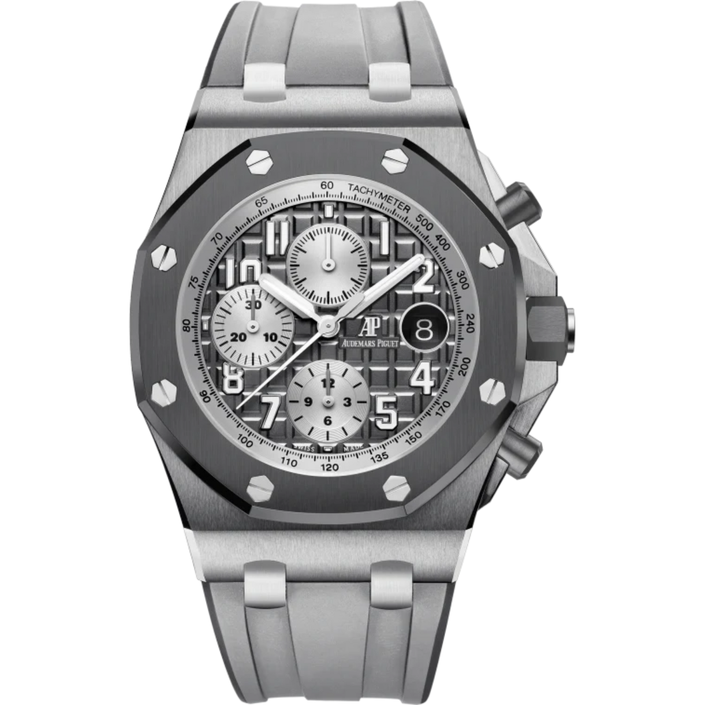 Royal Oak Offshore Selfwinding Chronograph 42MM Two-Tone Light Grey and Dark Grey Rubber Strap Slate Grey Dial With Méga Tapisserie Pattern Titanium Case
