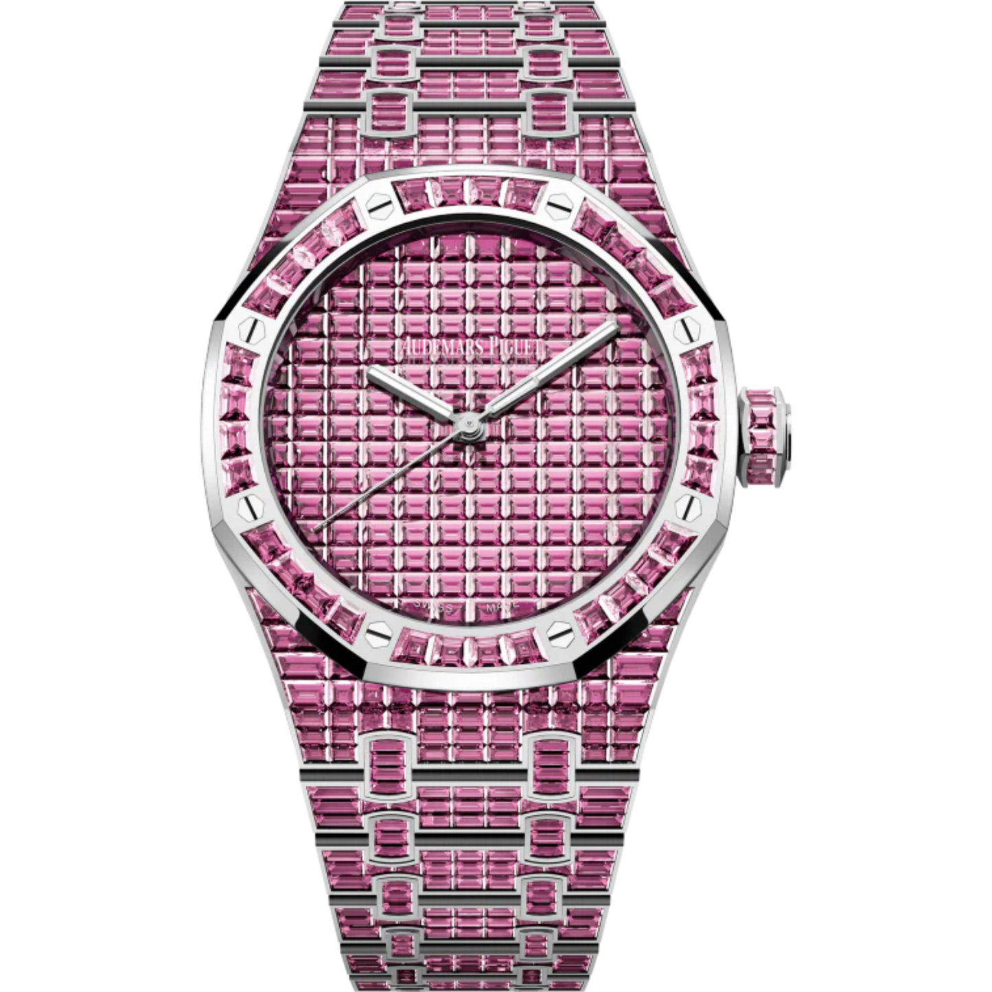 Royal Oak Selfwinding Pink Tourmaline 50th Anniversary 41MM 18-Carat White Gold Bracelet Set 18-Carat White Gold Dial Set 18-Carat White Gold Case Set With Baguette-Cut Pink Tourmalines