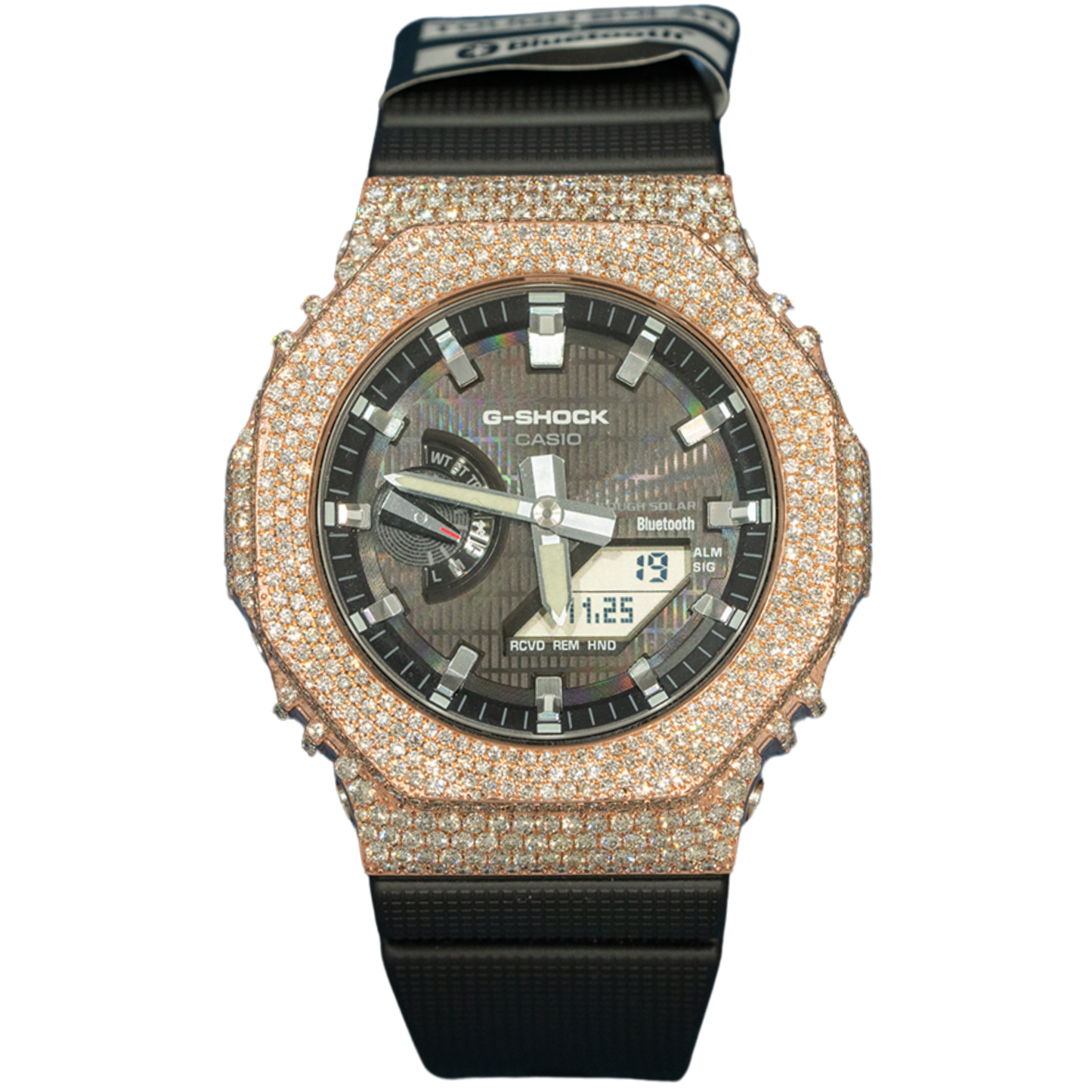 Casio GShock GM2100 Rose Gold Black Dial Bussdown Honeycomb Setting - 8.20 cts