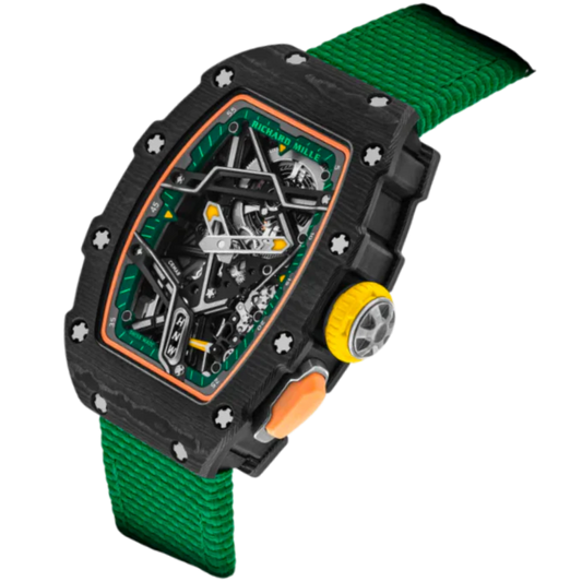 RM 07-04 Automatic Winding Sport Ester Ledecka Black Carbon TPT Velcro Strap Skeleton Dial Black Carbon TPT Case