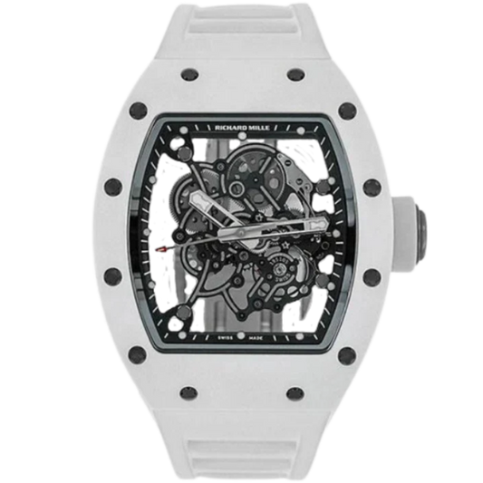 RM 055 Bubba Watson White Manual Winding White Rubber Strap White Ceramic Case