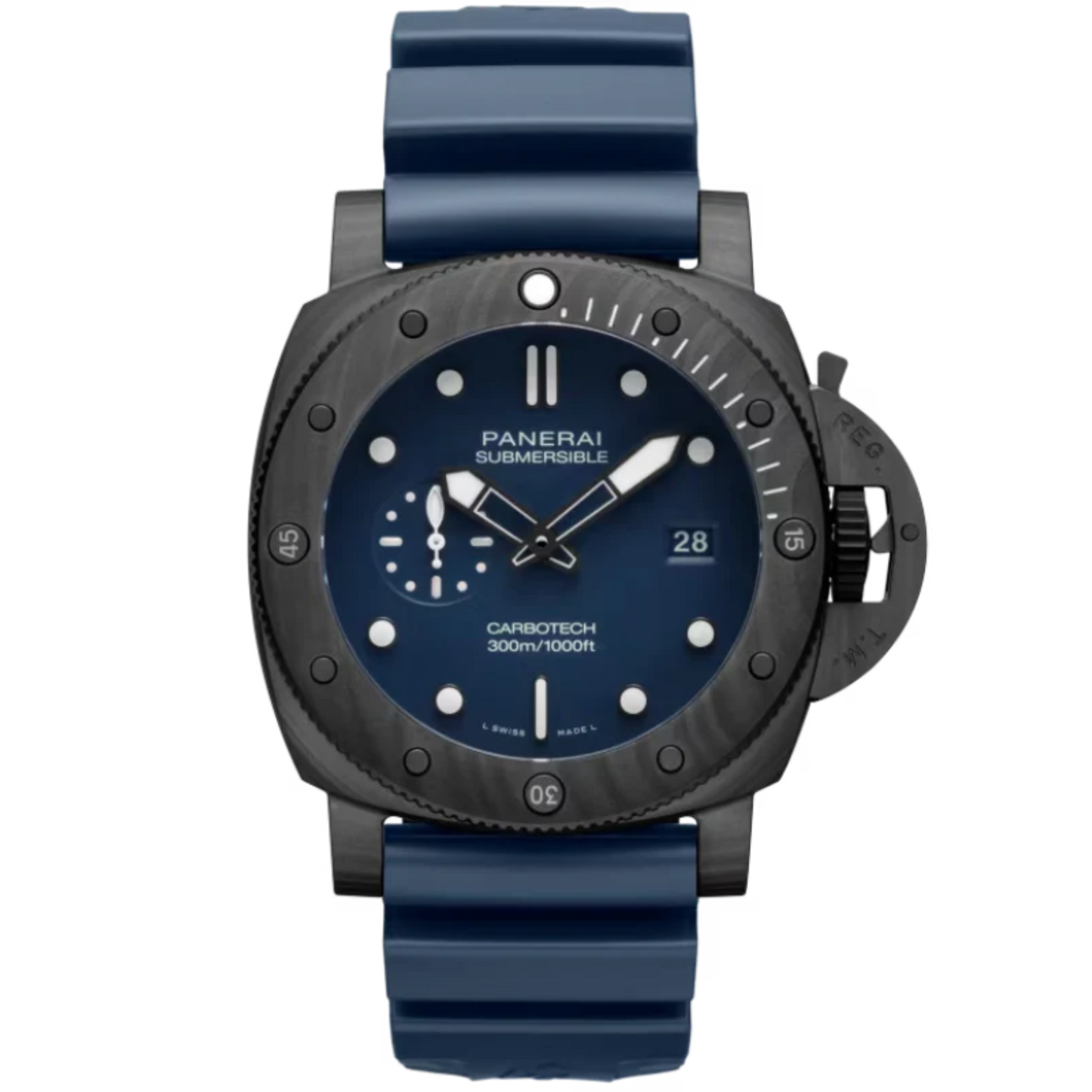 SUBMERSIBLE QUARANTAQUATTRO BLU ABISSO PAM01232 44 MM CARBOTECH™ WITH BLUE DIAL