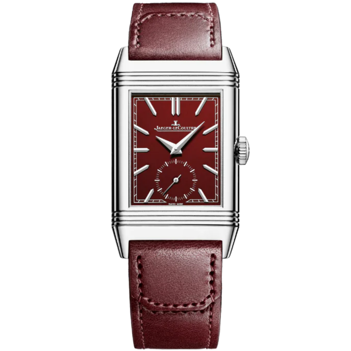 REVERSO TRIBUTE MONOFACE SMALL SECONDS 46 MM STAINLESS STEEL WITH BURGUNDY SUNRAY BRUSHED DIAL