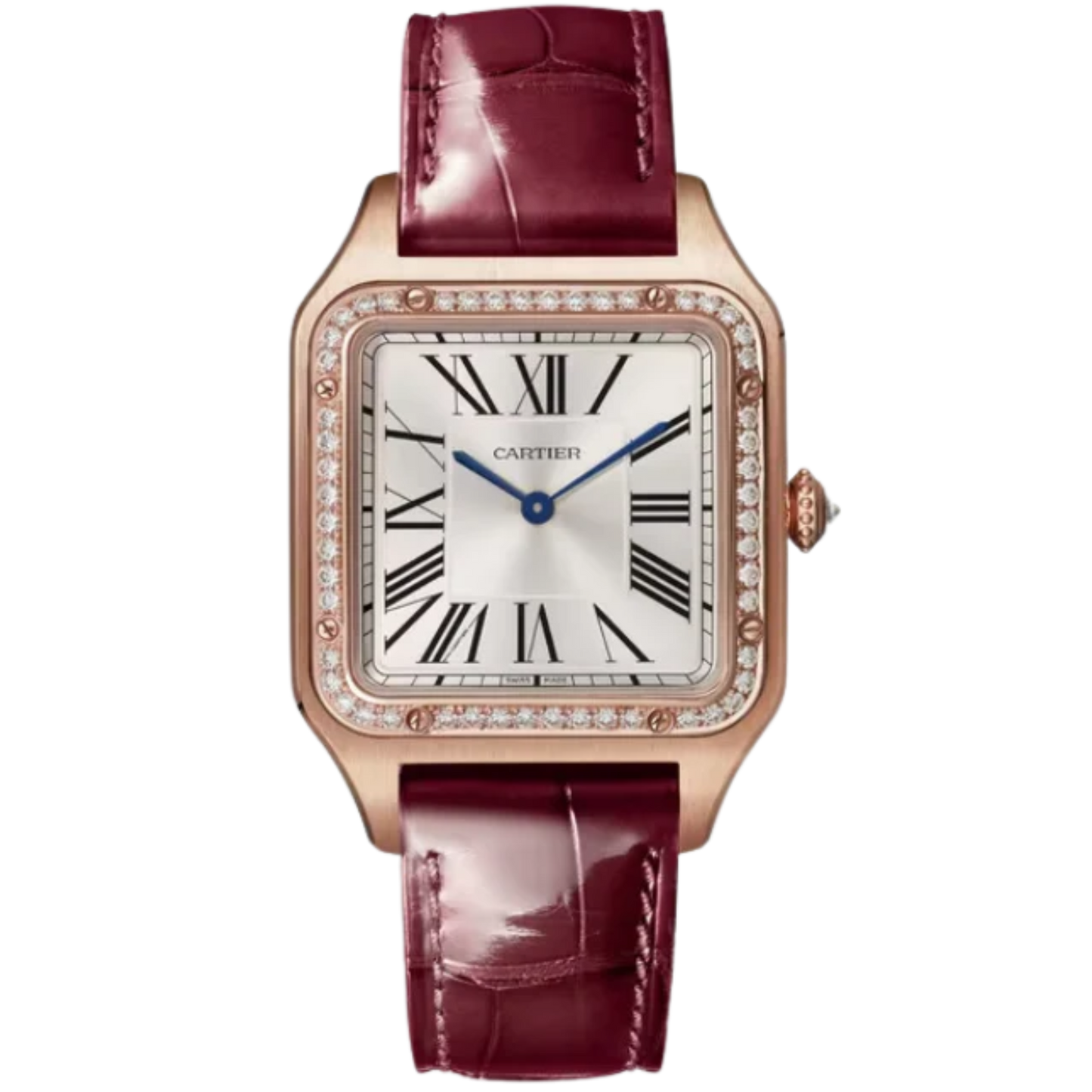 SANTOS 45 MM DUMONT SILVER 18K ROSE GOLD
