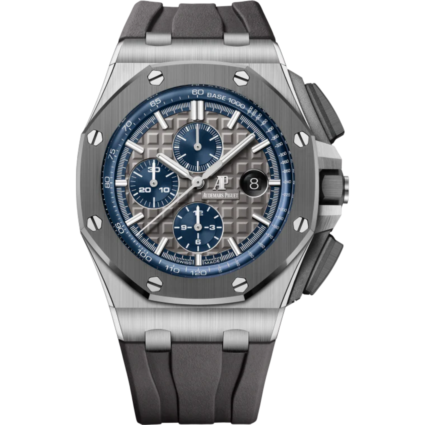 Royal Oak Offshore Selfwinding Chronograph 44MM Grey Rubber Strap Grey Dial With Mega Tapisserie Patterntitanium Case Grey Ceramic Bezel