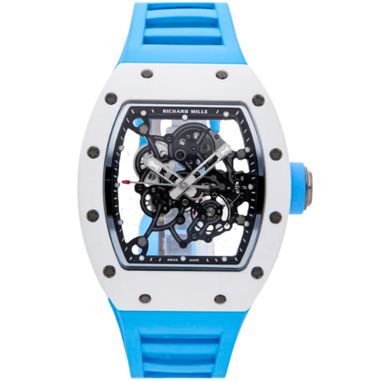 RM 055 Bubba Watson Japan Edition Rubber Strap White Dial White Ceramic Case