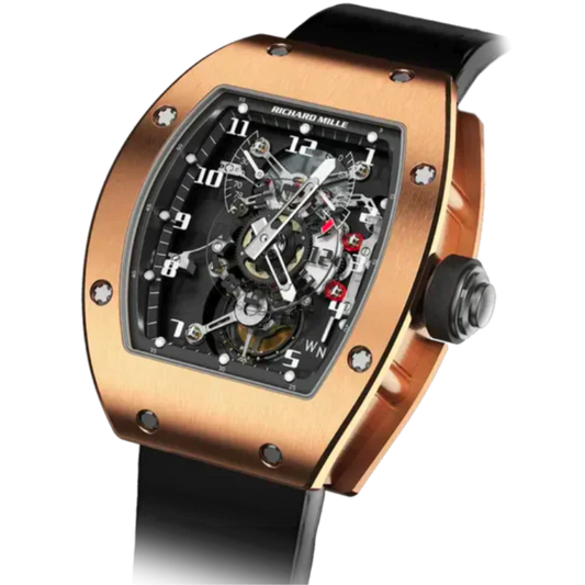 RM 003-V1 Tourbillon Dual Time Zone Rubber Strap Rose Gold Case
