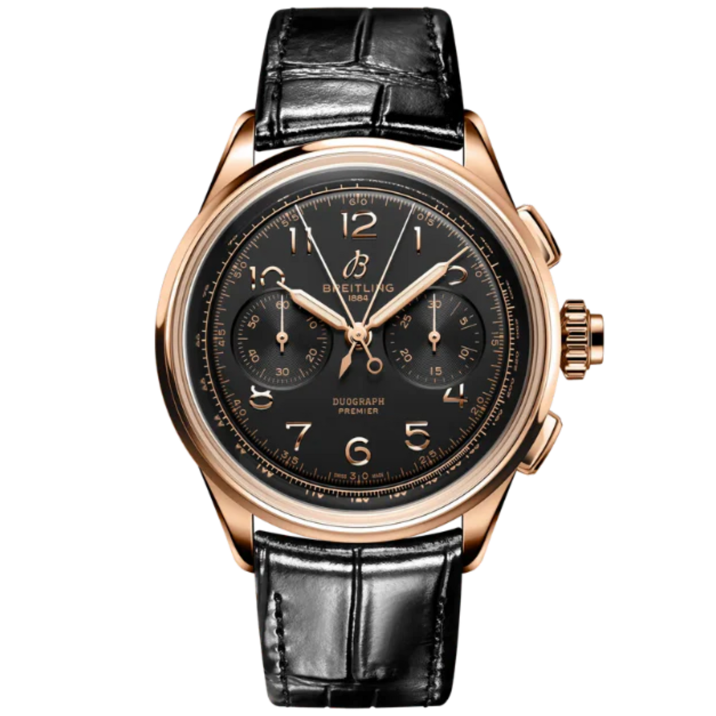 PREMIER B15 DUOGRAPH 42 MM 18K ROSE GOLD WITH BLACK DIAL