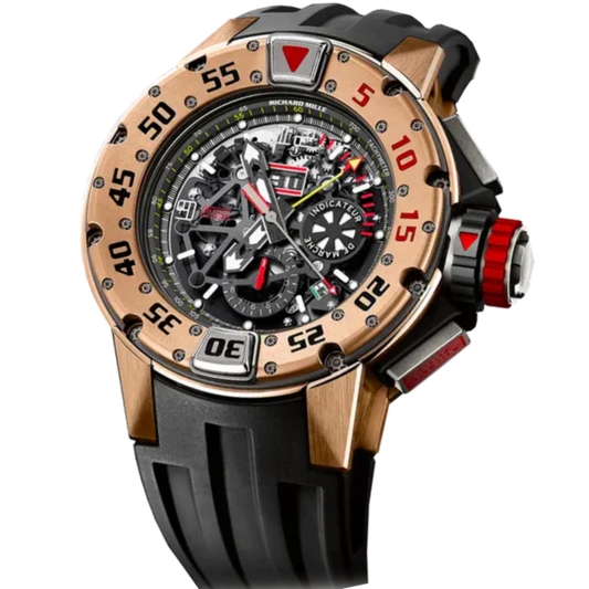 RM 032 Automatic Winding Flyback Chronograph Rubber Strap Rose Gold Case