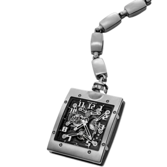 RM 020 Manual Winding Tourbillon Pocket Watch Titanium Chain Rectangular Titanium Case