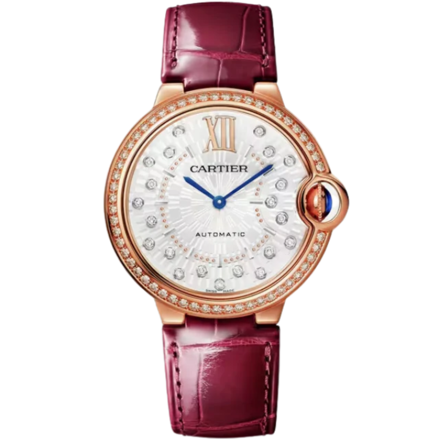 BALLON BLEU DE CARTIER 36 MM ROSE GOLD WITH MATT SILVER STAMPED SUNRAY DIAL