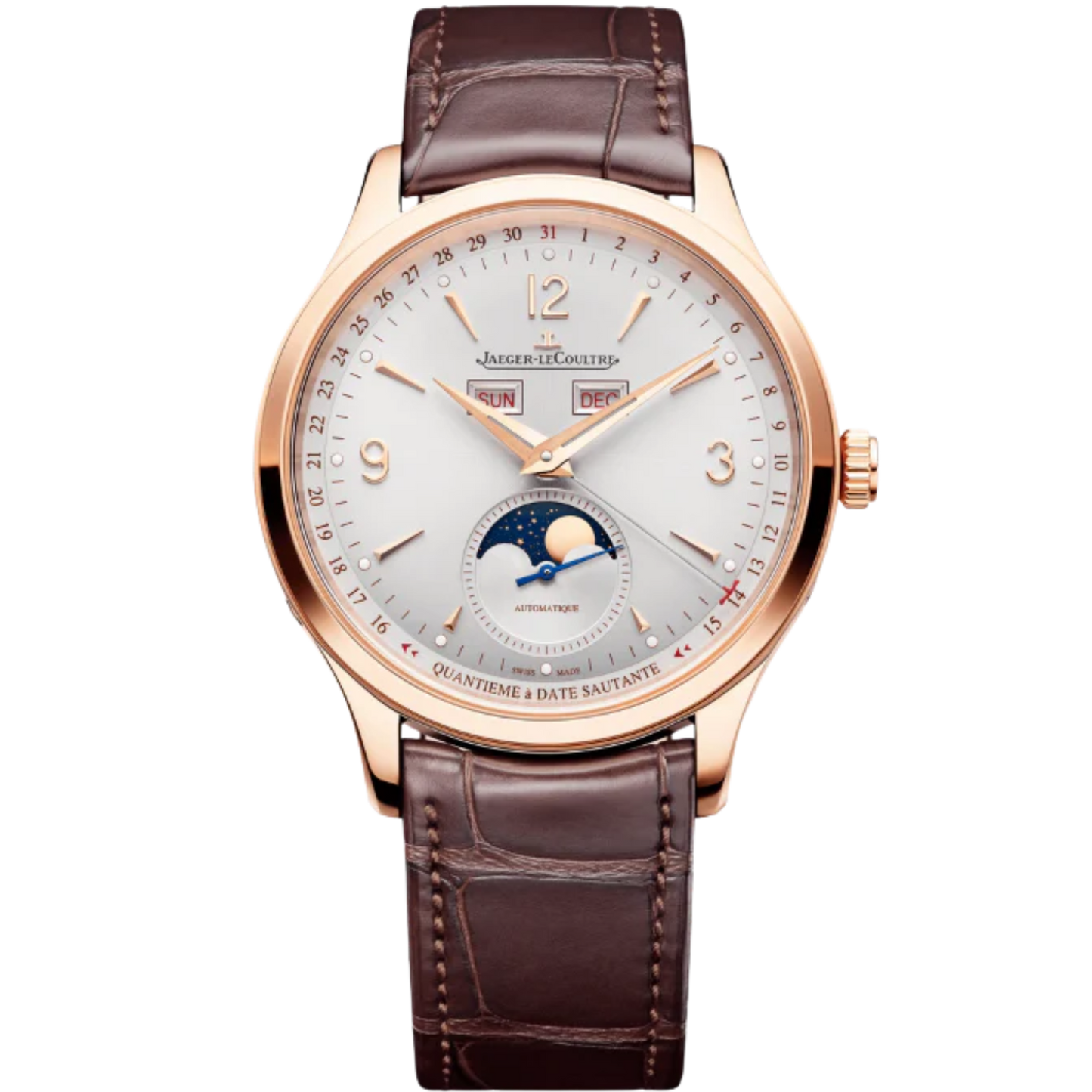 MASTER CONTROL CALENDAR 40 MM 18K ROSE GOLD WITH SILVER GREY SUNRAY BRUSHED DIAL