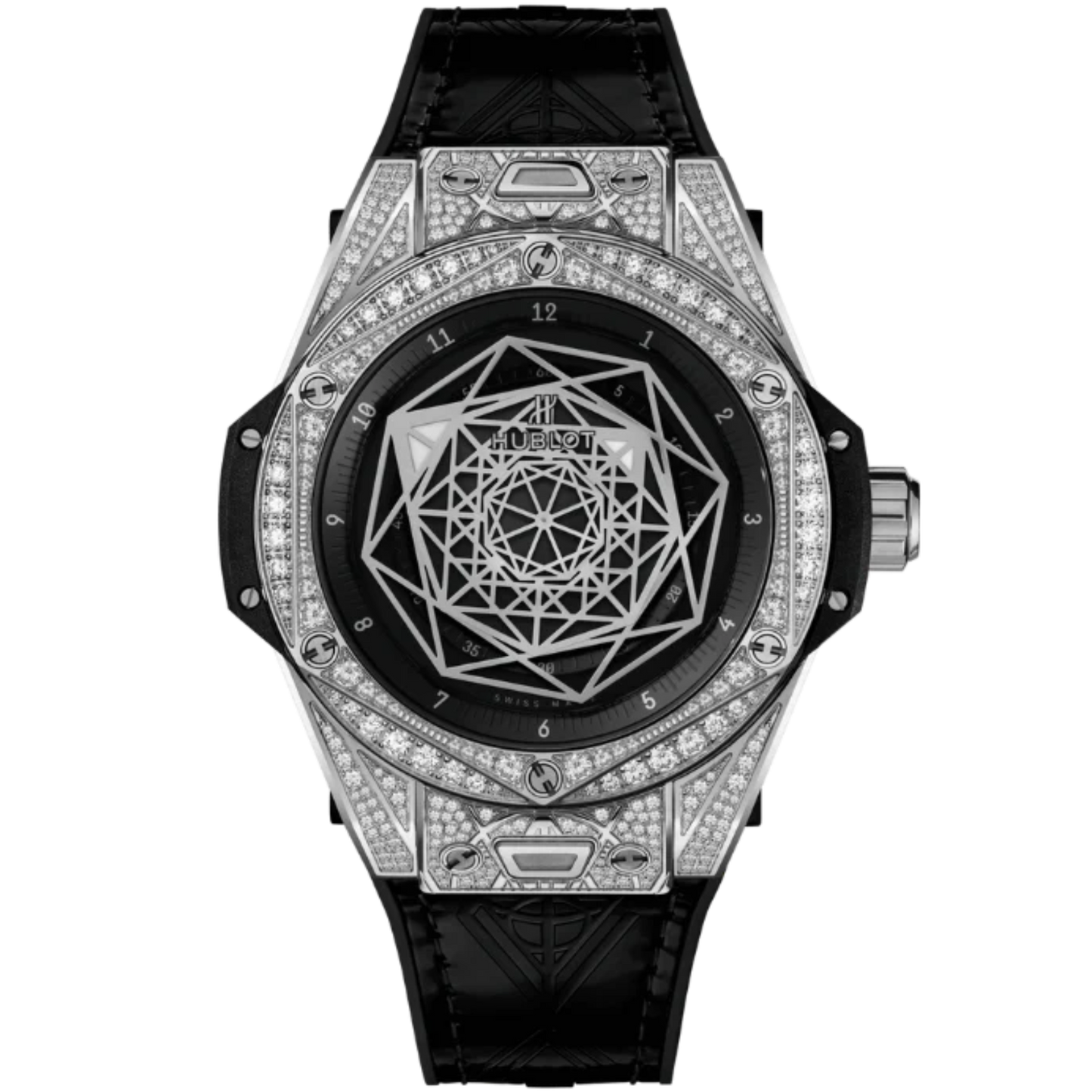 Big Bang 39mm SANG BLEU STEEL PAVÉ