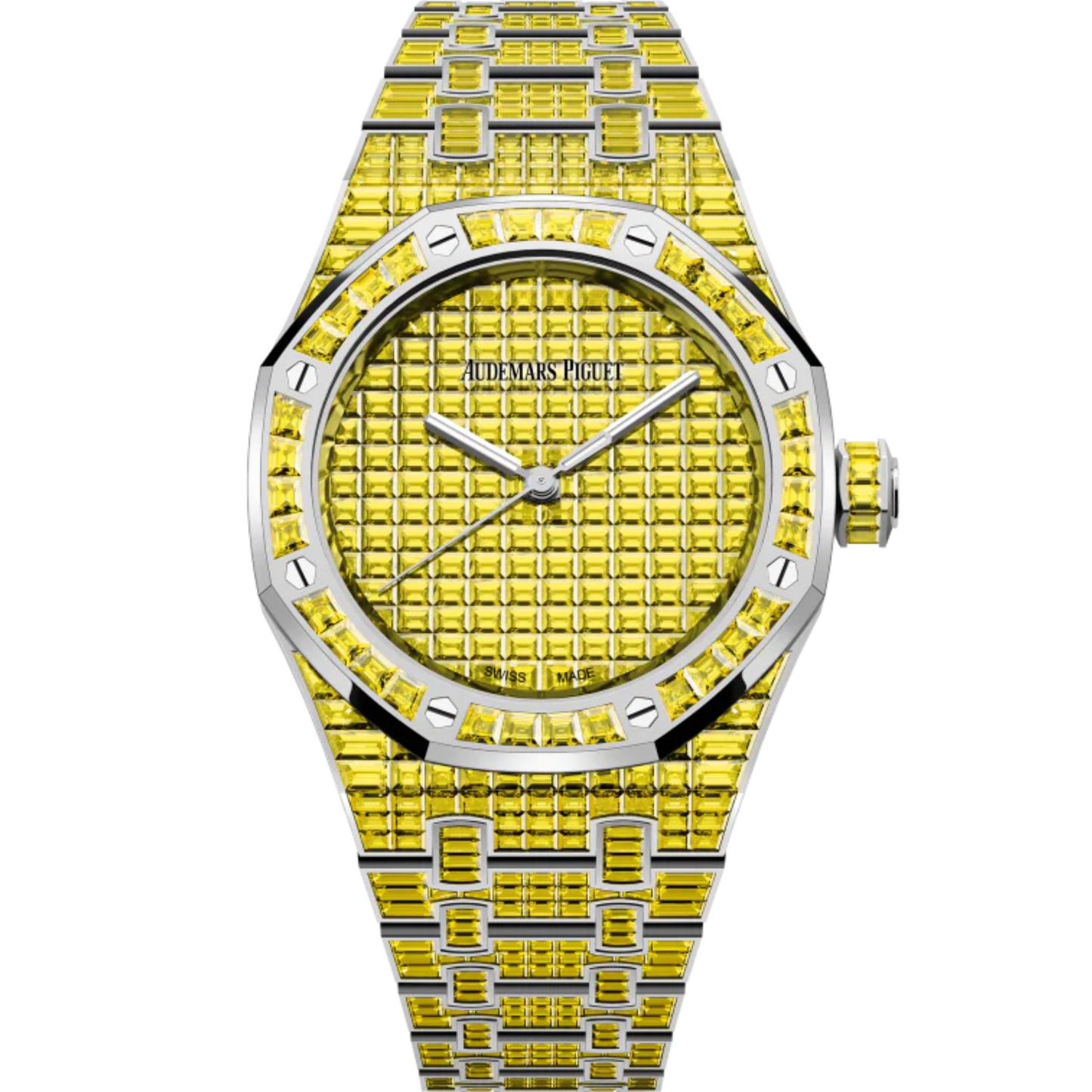 Royal Oak Selfwinding Yellow Chrysoberyl 50th Anniversary 37MM 18-Carat White Gold Bracelet 18-Carat White Gold Dial 18-Carat White Gold Case Set With Baguette-Cut Yellow Chrysoberyls