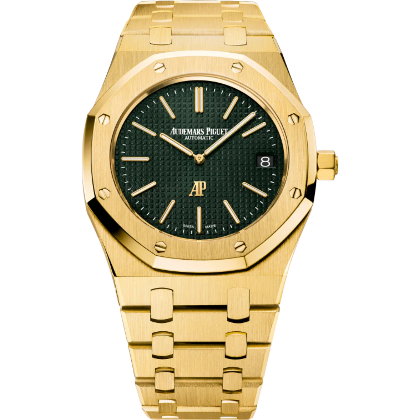 Royal Oak Extra-Thin 39MM 18-Carat Yellow Gold Bracelet Green Dial With Petite Tapisserie Pattern 18-Carat Yellow Gold Case